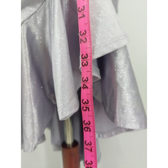 EMERLAD SUNDAE XS lavender sparkle ruffle mermaid high low midi dress B124 - Picture 3 of 7